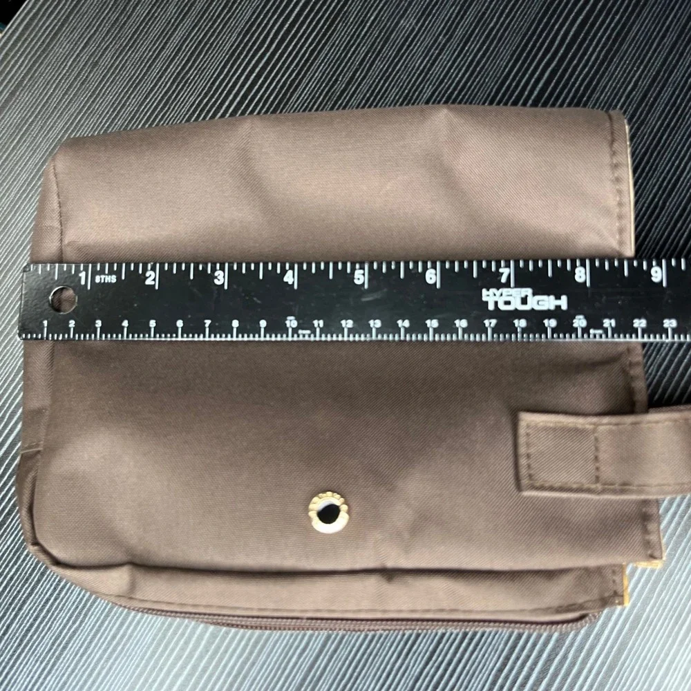 Bvlgari Toiletry Bag Emirates Pouch Brown Canvas Travel Case Gold Logo Organizer